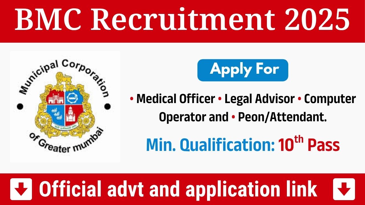 BMC Bharti 2025: Apply for 07 Posts in Brihanmumbai Municipal Corporation | Medical Officer, Legal Advisor & More!