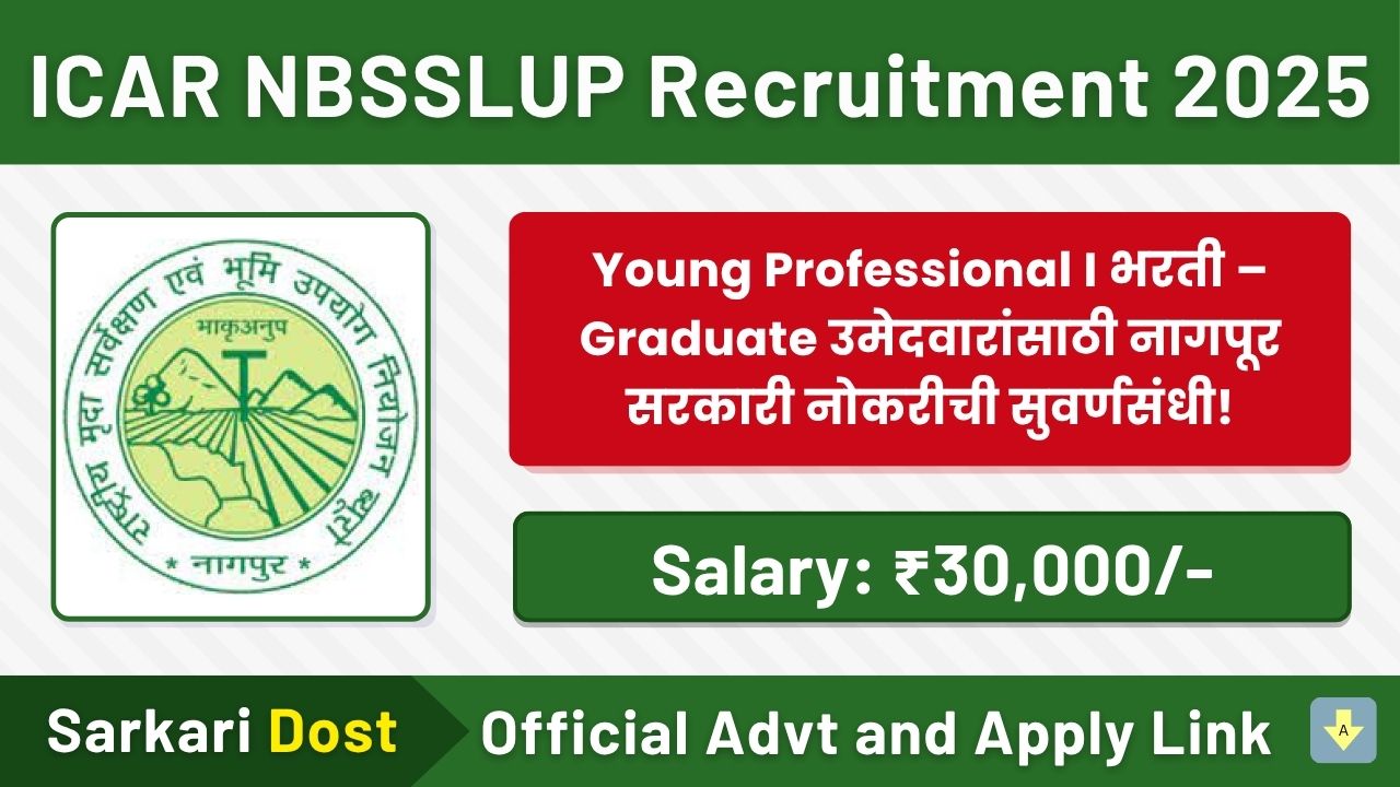 ICAR NBSSLUP Recruitment 2025 – Young Professional I भर्ती, Graduate वालों के सरकारी नौकरी का सुनहरा मौका! 1 ICAR NBSSLUP Recruitment 2025