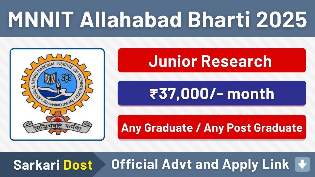 MNNIT Allahabad Junior Research Fellow 2025 – सरकारी नौकरी का शानदार अवसर, तुरंत करें आवेदन! 1 MNNIT Allahabad Bharti 2025