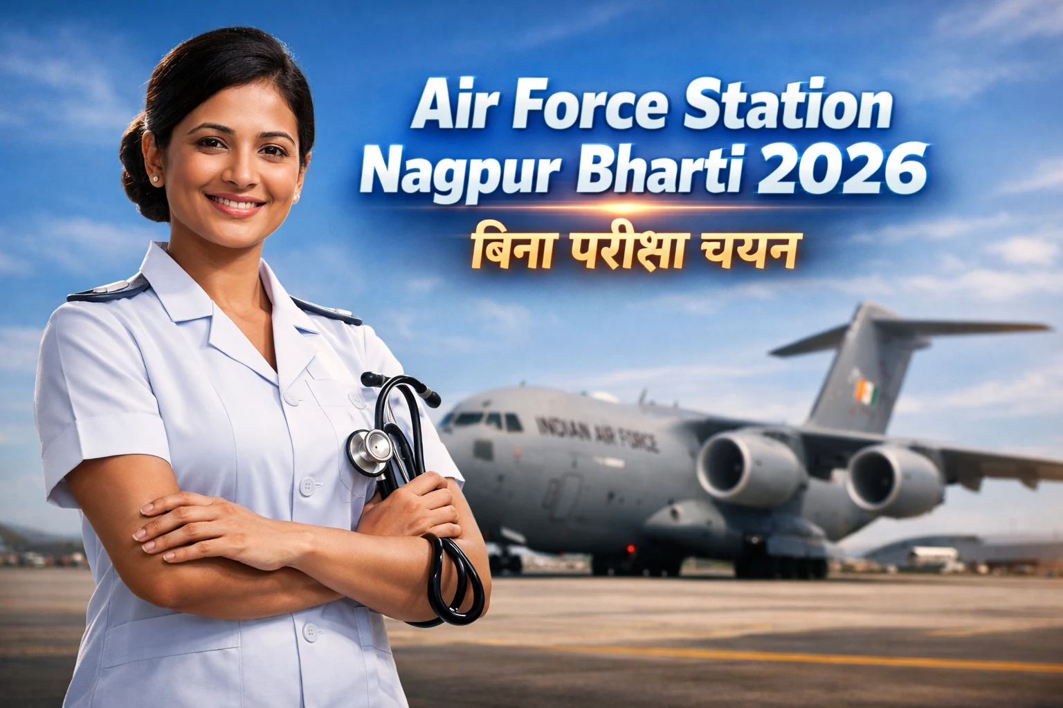 एअर फोर्स स्टेशन नागपुर में नागरी परिचारिका भर्ती 2026 का पोस्टर