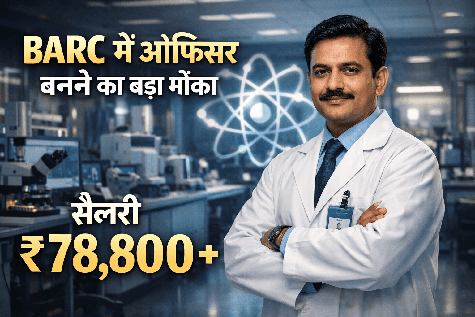 BARC Scientific Officer Recruitment 2026 feature image showing a medical professional and research center background.