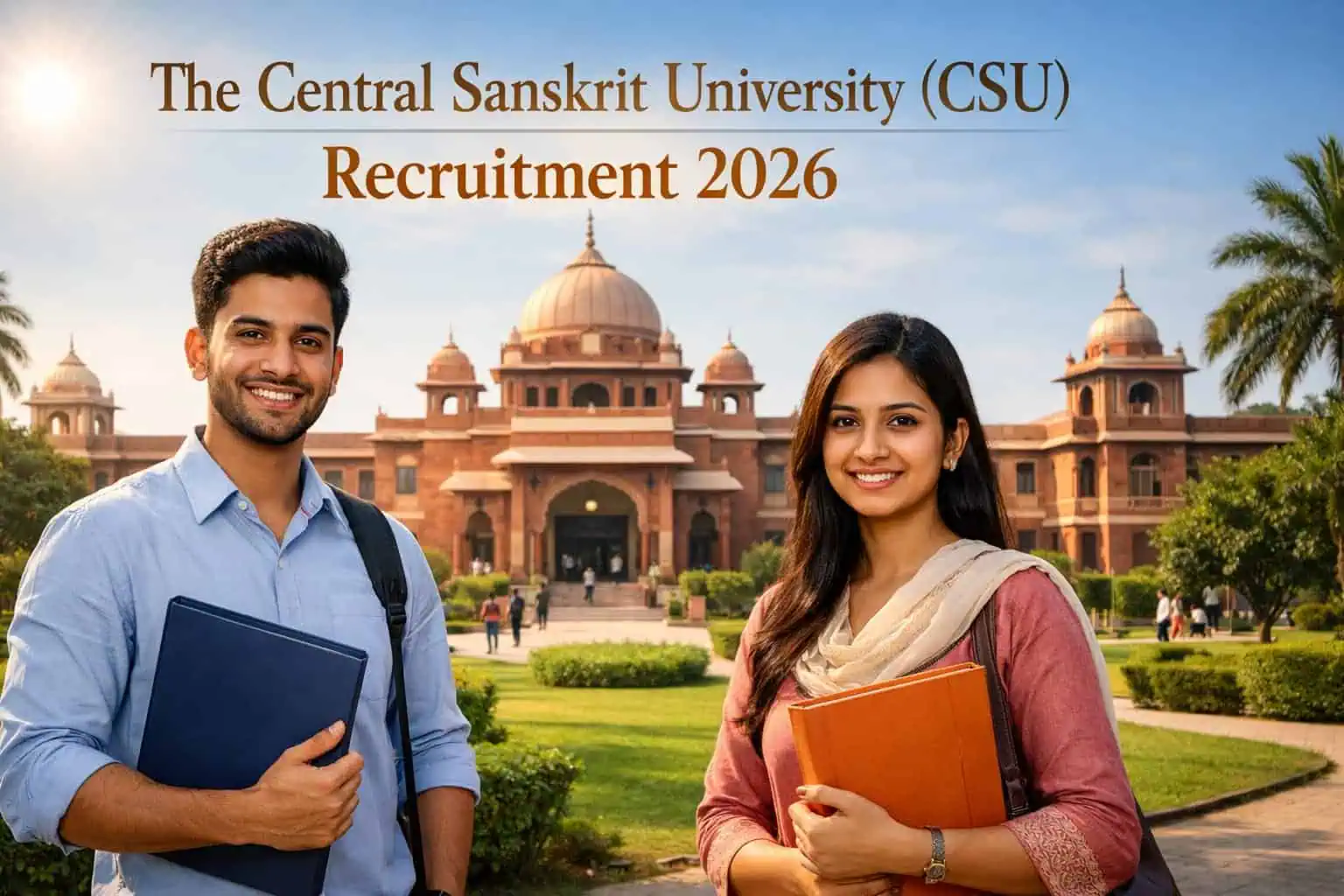 Central Sanskrit University Non-Teaching Recruitment 2026 banner showing students and campus building.