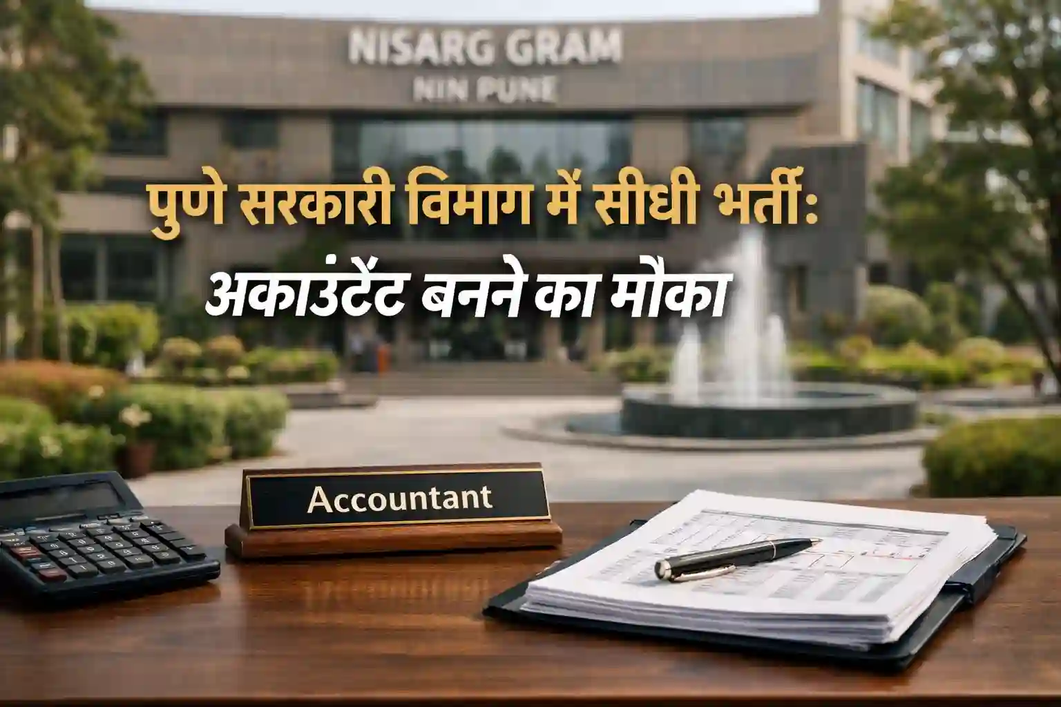 NIN Pune Accountant Recruitment 2026 Office Desk and Campus Background