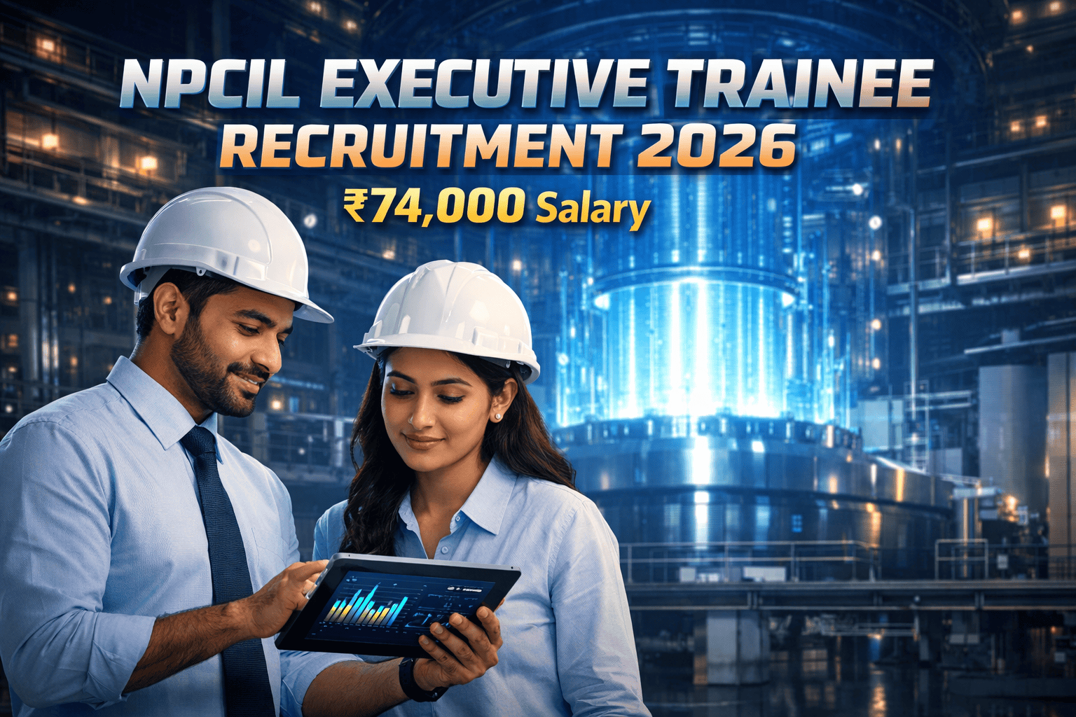 NPCIL Executive Trainee Recruitment 2026 feature image showing engineers and nuclear facility.