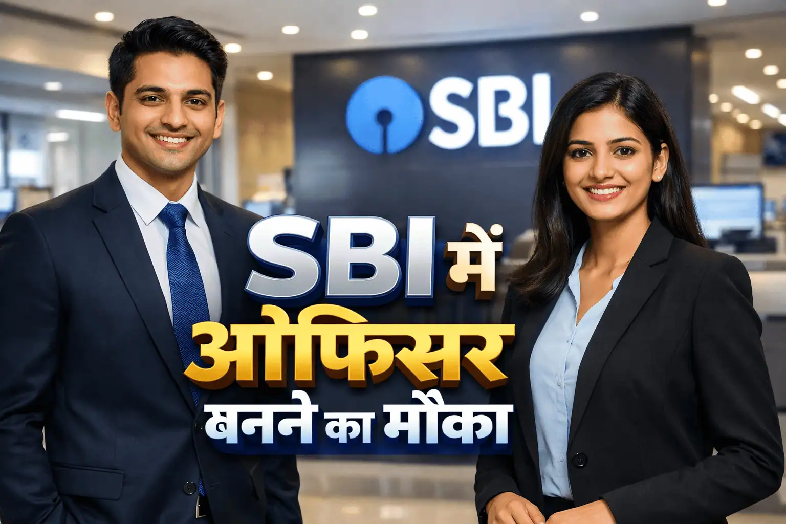 SBI CBO Recruitment 2026 notification for 2273 circle based officer posts with young professionals in a bank setting.
