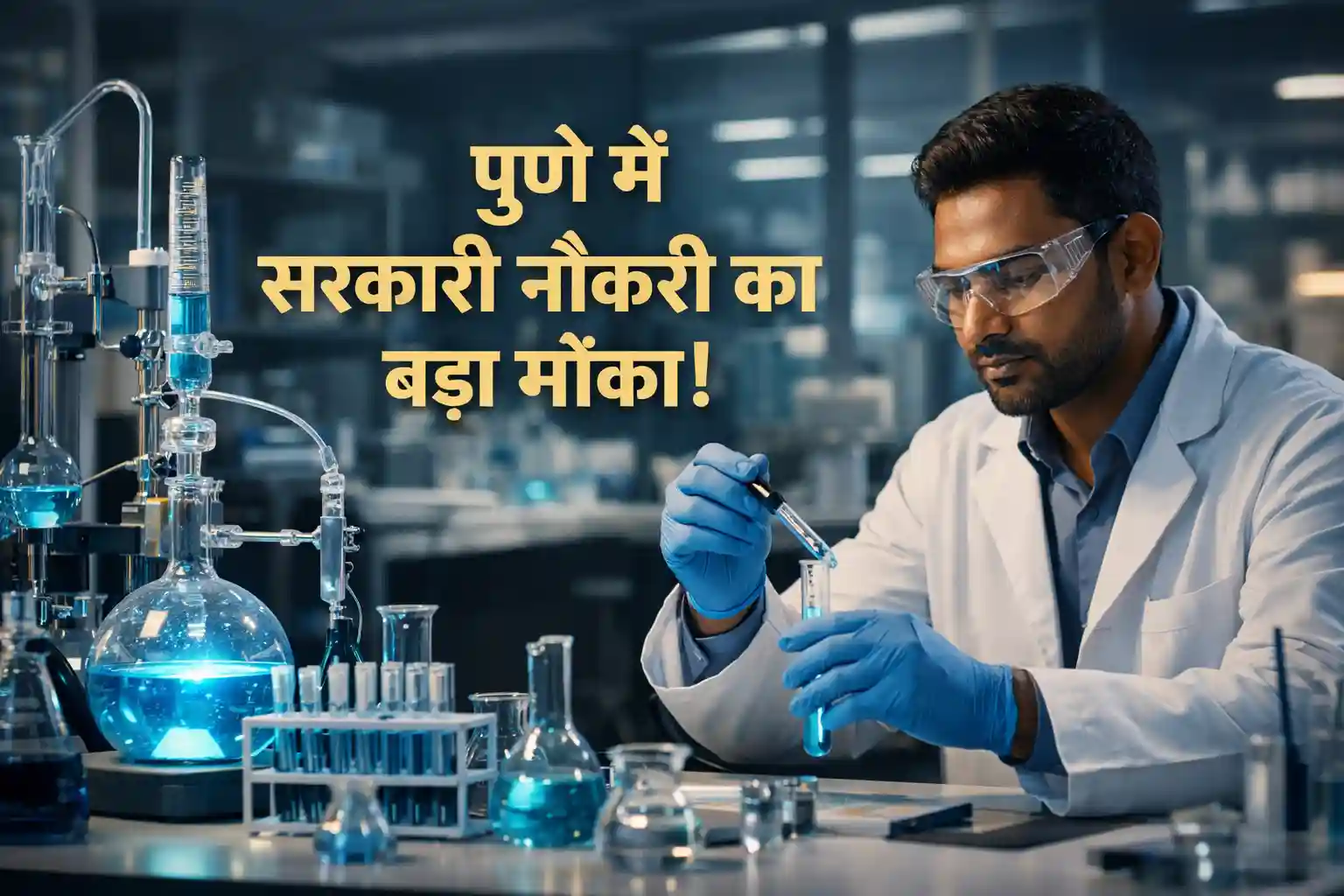 CSIR-NCL Pune laboratory setting with a scientist working on an experiment for project associate recruitment 2026.