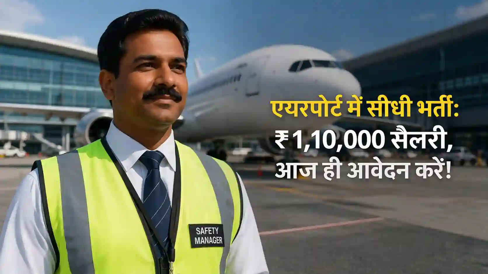 नागपुर एयरपोर्ट में सेफ्टी मैनेजर भर्ती 2026 की जानकारी और ₹1.10 लाख सैलरी का विज्ञापन।