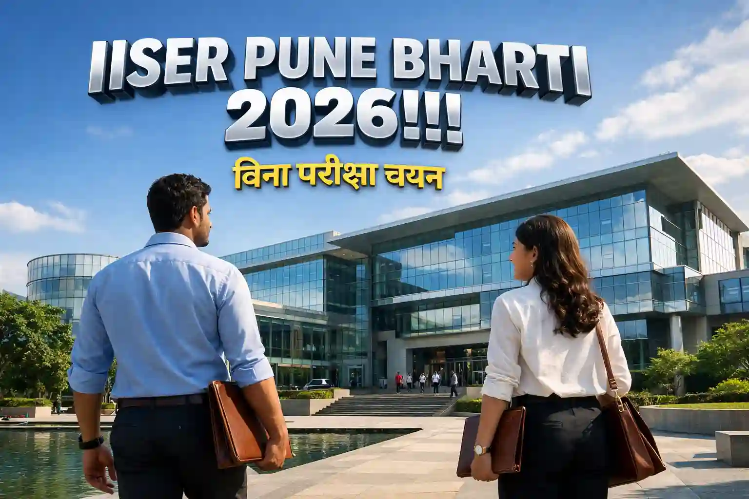 IISER Pune Campus building with professionals walking for walk-in interview 2026.