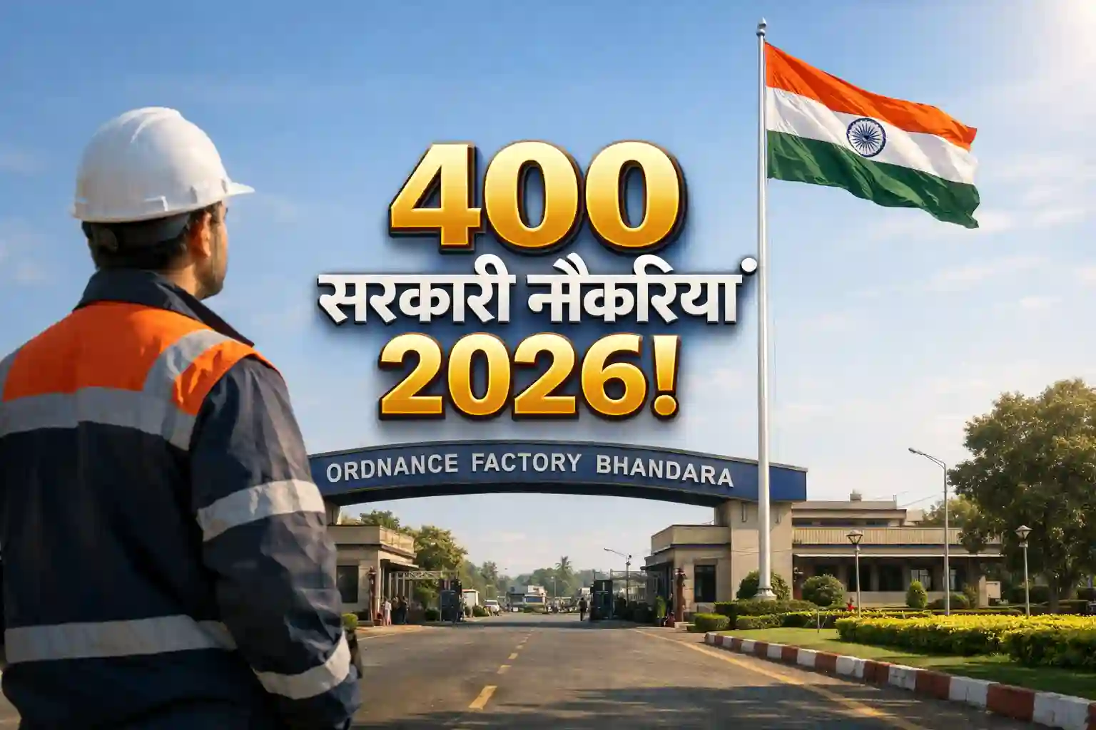 Ordnance Factory Bhandara recruitment 2026 for 400 DBW posts realistic industrial background