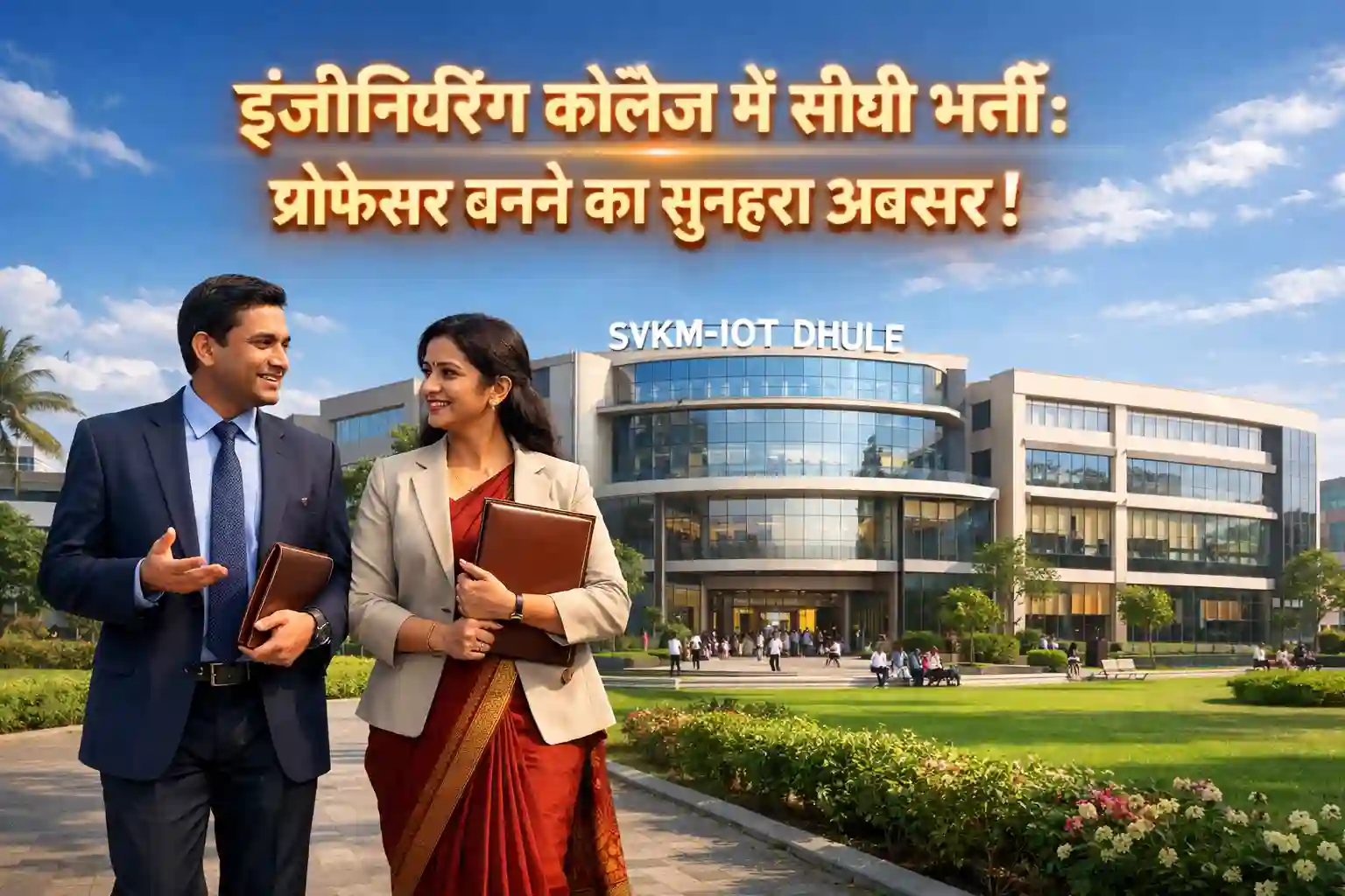 SVKM-IOT Dhule Institute of Technology building and professional faculty members for recruitment.
