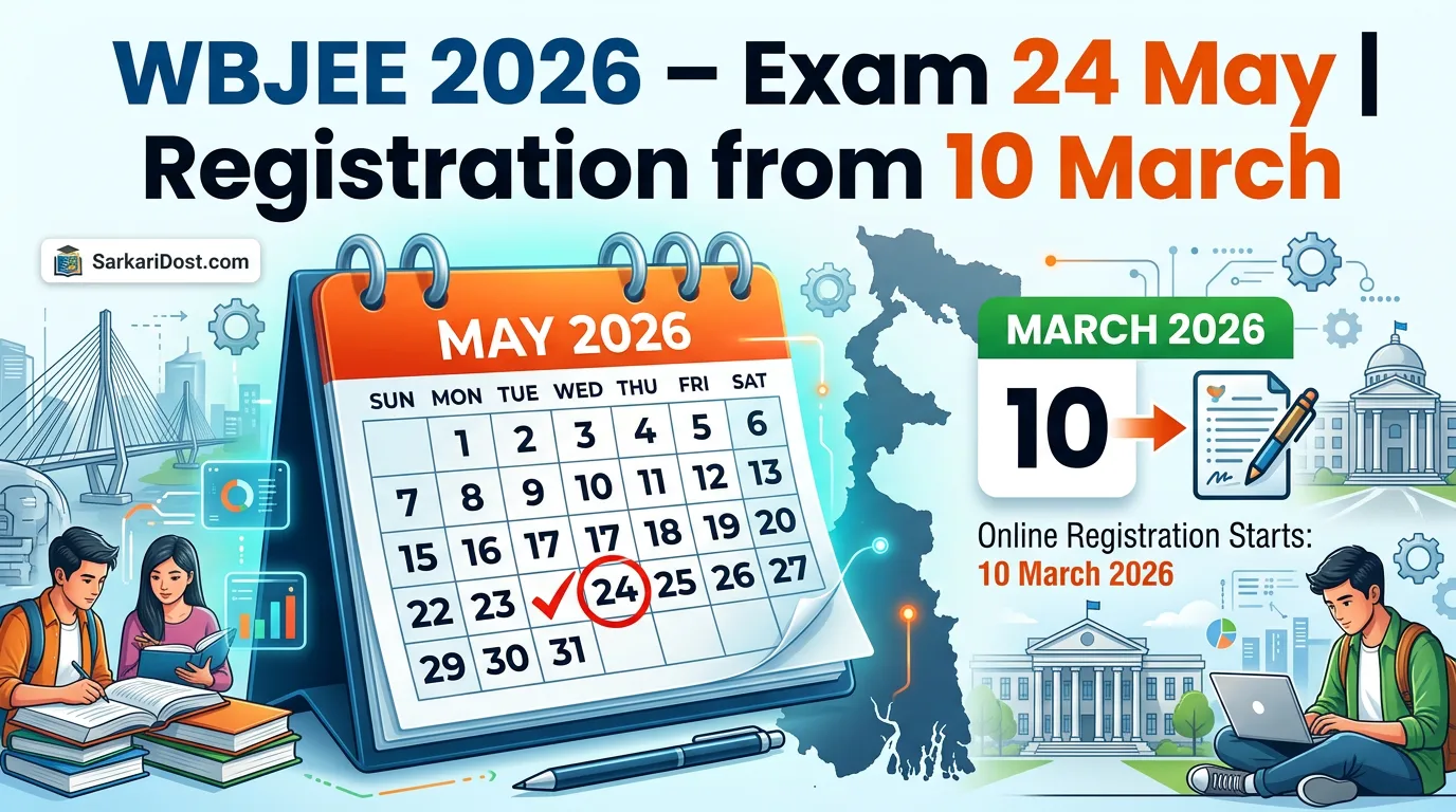 WBJEE 2026 – एग्जाम 24 मई, रजिस्ट्रेशन 10 मार्च से, wbjeeb.nic.in पर अप्लाई कैसे करें