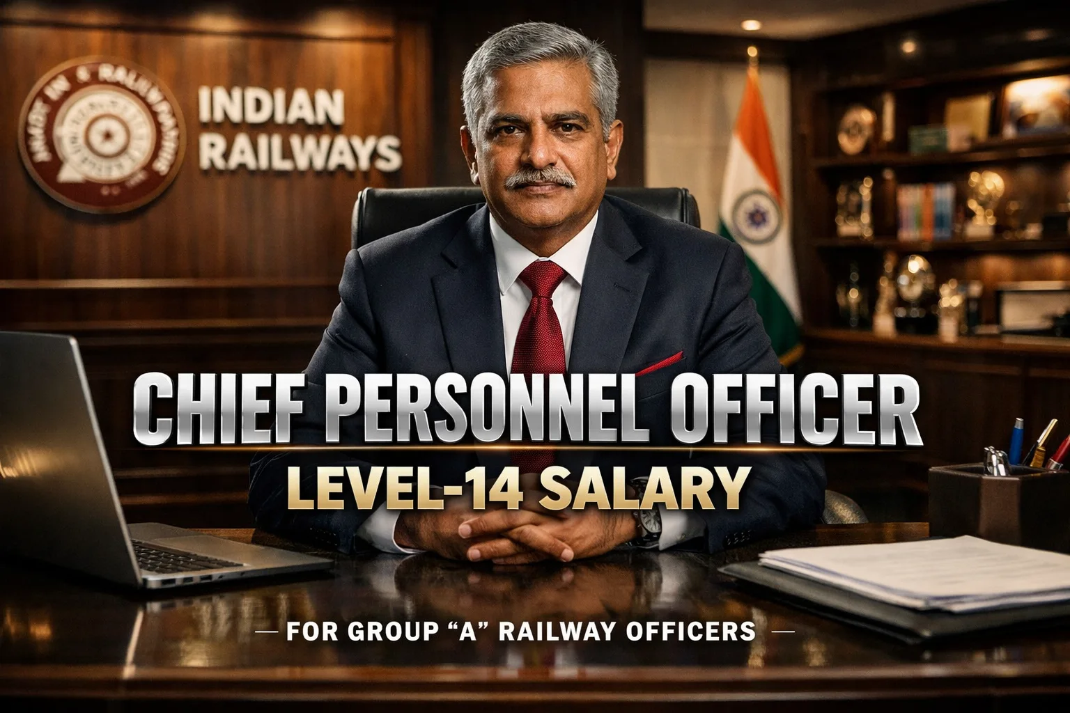 Realistic professional image of a senior railway official representing KRCL CPO recruitment for Group A officers.
