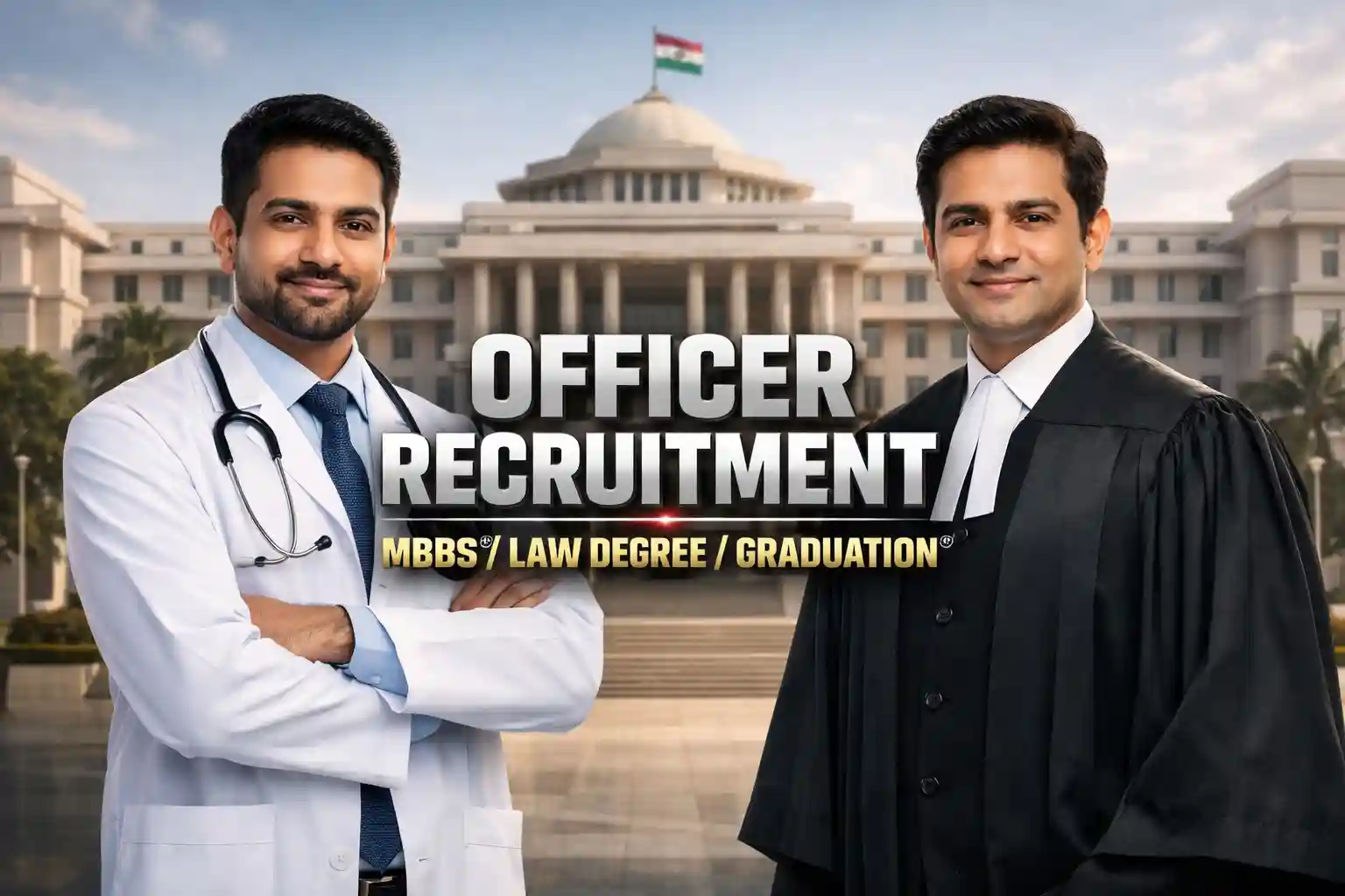 MPSC Medical Officer and Additional Public Prosecutor Recruitment 2026 featuring professionals in medical and legal attire.