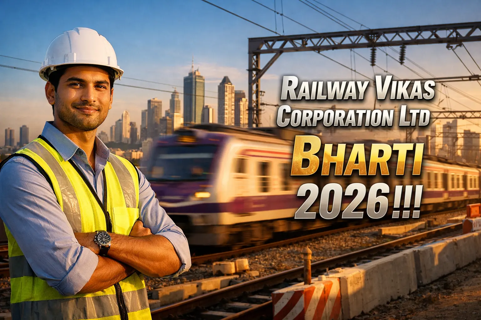 Professional engineer at Mumbai Railway project site representing MRVC recruitment 2026.