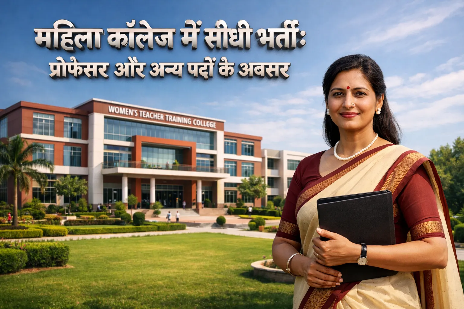Smt. Mankarnabai Vinayakrao Marathe Women’s College of Education building and professional female faculty member.
