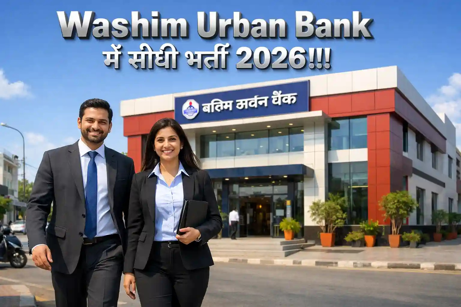 वाशिम अर्बन को-ऑपरेटिव बैंक भर्ती 2026 के लिए आवेदन करते पेशेवर लोग