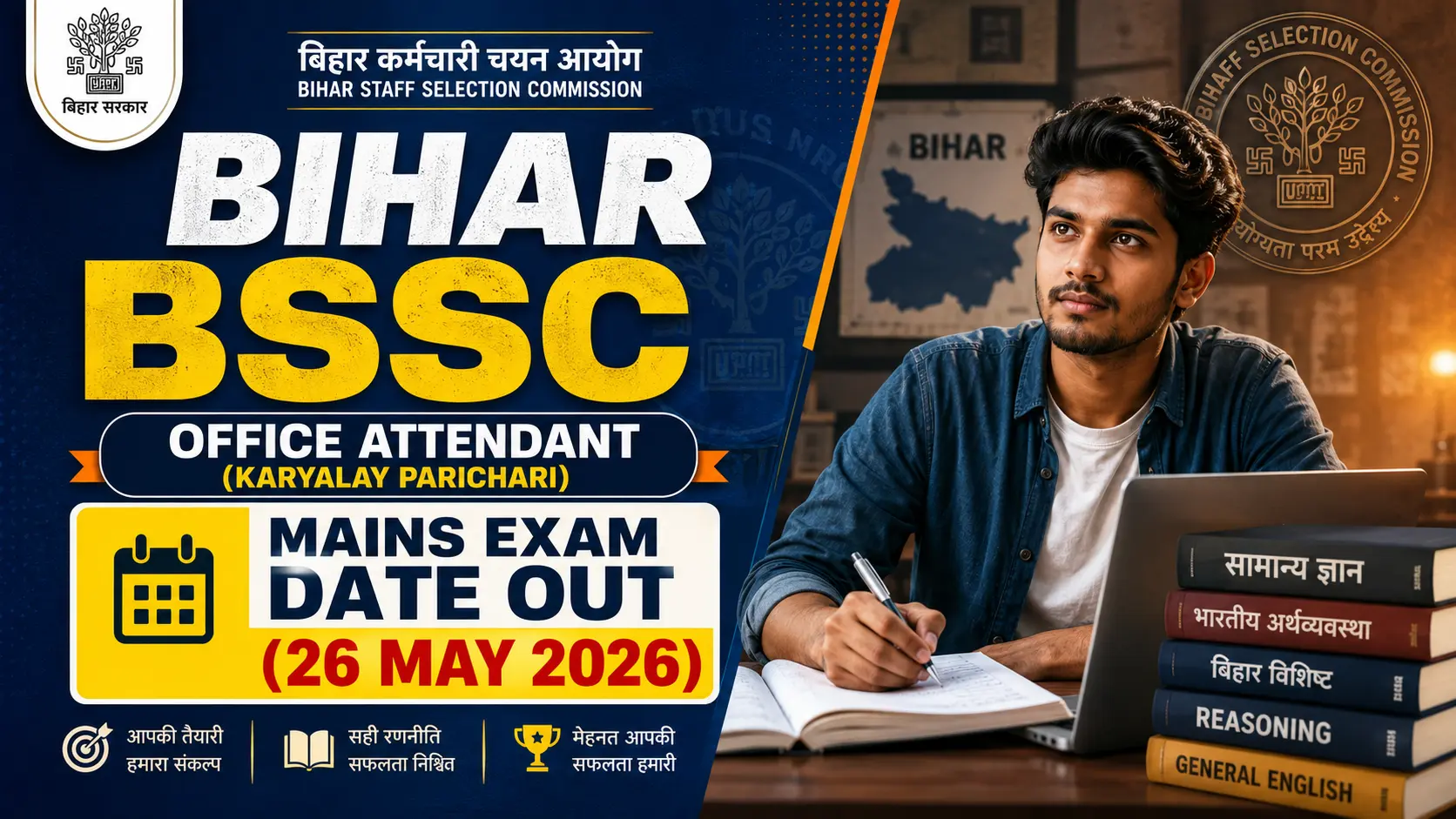 Bihar BSSC Office Attendant Mains Exam Date 2026 Announcement Banner