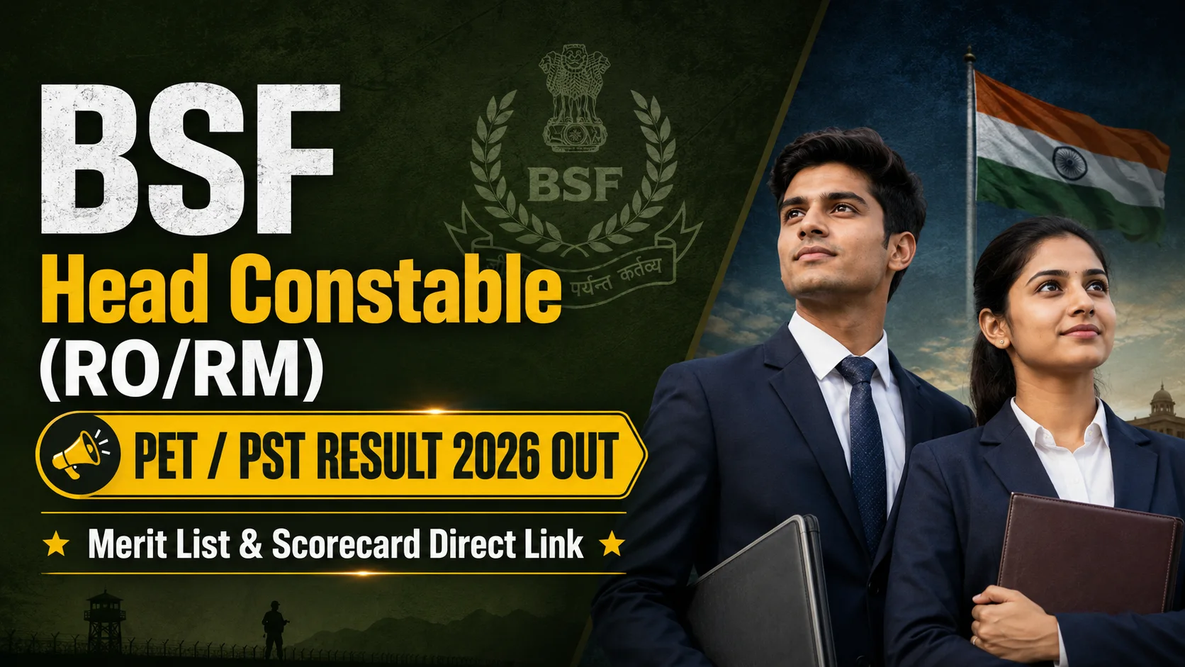 BSF Head Constable RO RM PET PST Result 2026 Merit List Download Page