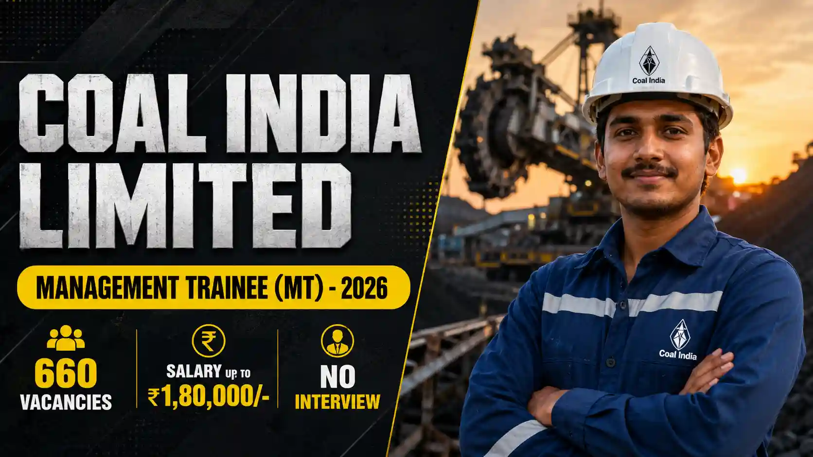 Coal India Limited Management Trainee Recruitment 2026 notification banner showing 660 MT vacancies.