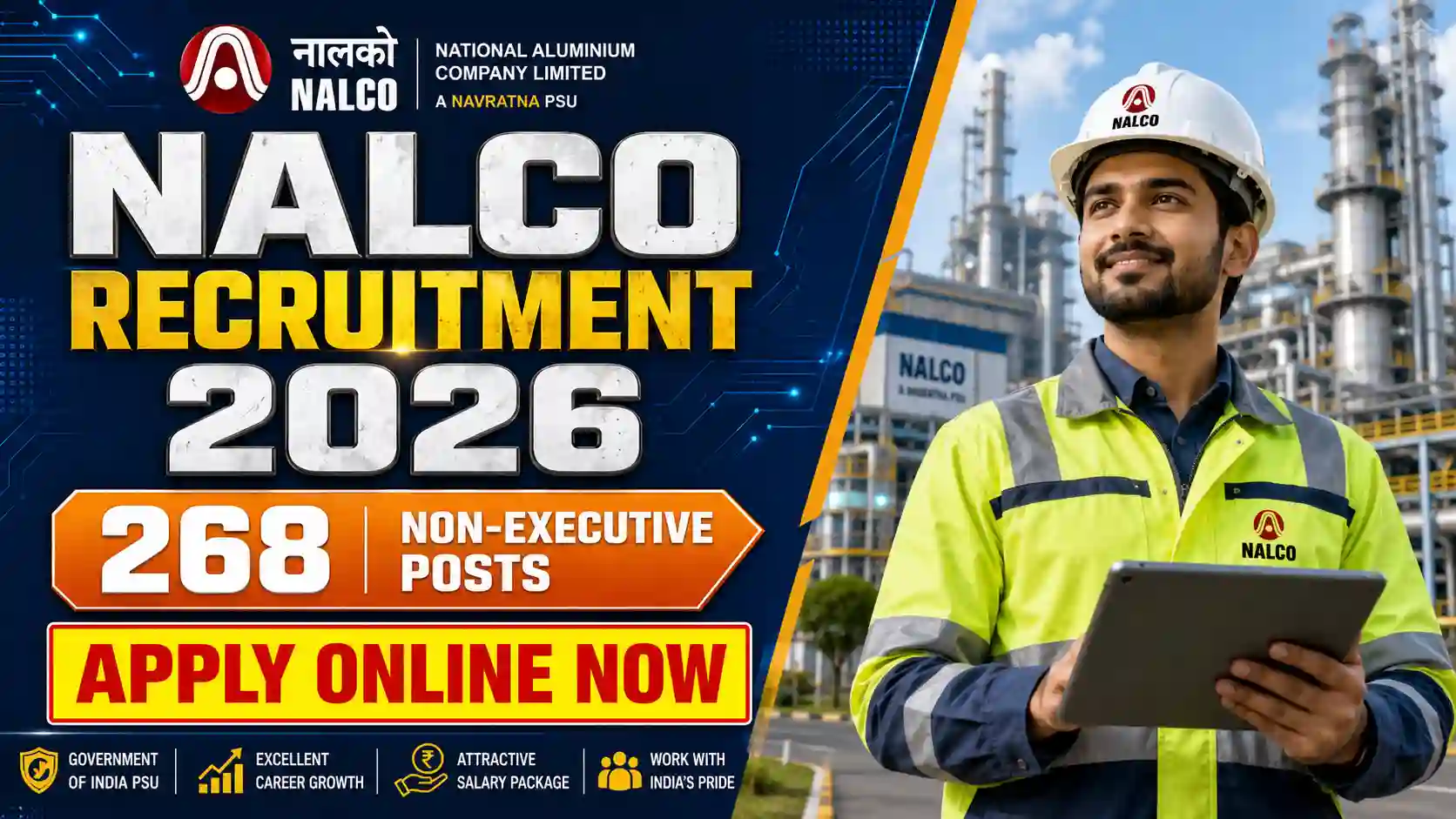 NALCO Non-Executive Recruitment 2026 Notification for 268 Operator and Technician Vacancies