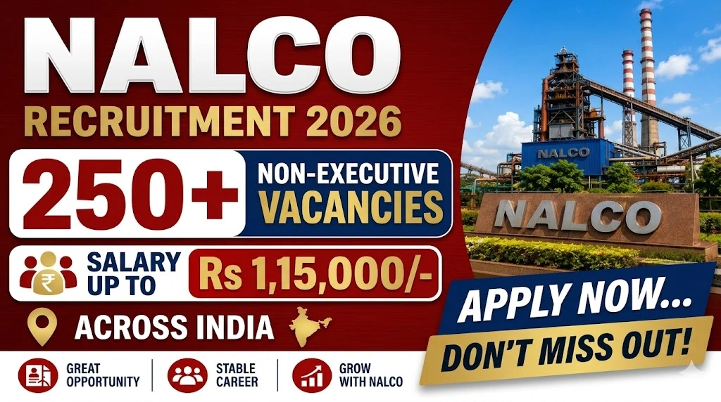 NALCO Recruitment 2026 Notification for 250 plus Non Executive Vacancies across India