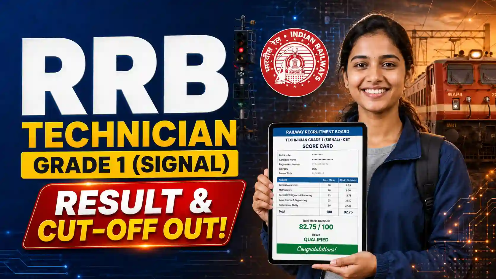 RRB Technician Grade 1 Result 2026 merit list and scorecard download update