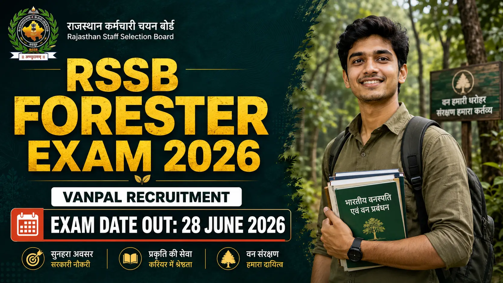 RSSB Forester Exam Date 2026 Rajasthan Vanpal Exam Schedule and Admit Card Announcement Banner
