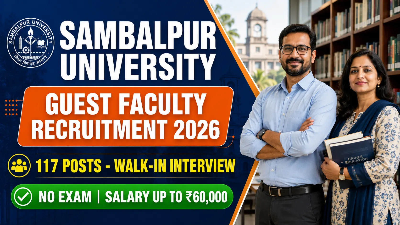 Sambalpur University Guest Faculty Recruitment 2026 Assistant Professor Walk in Interview