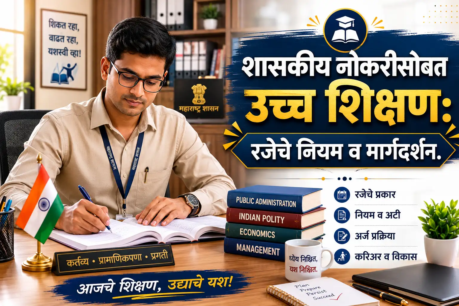A motivated government employee planning higher studies for UPSC/MPSC in Maharashtra, following official service leave rules.