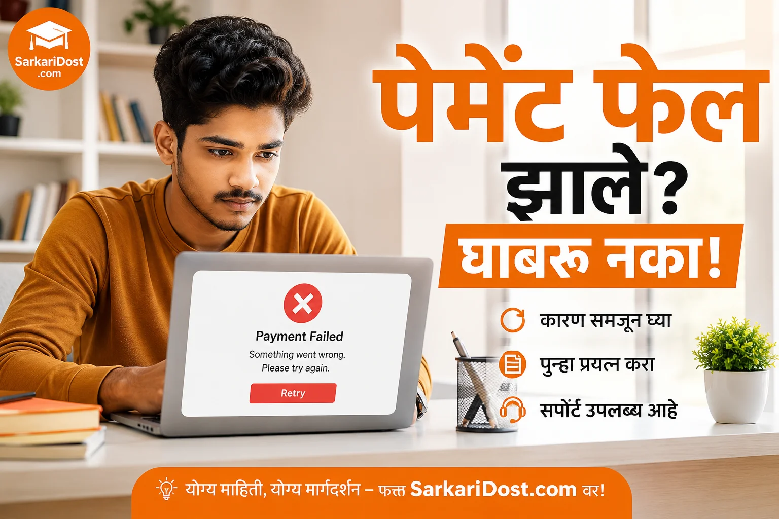 Guidance for students facing payment gateway timeout issues during Maharashtra government job application process.