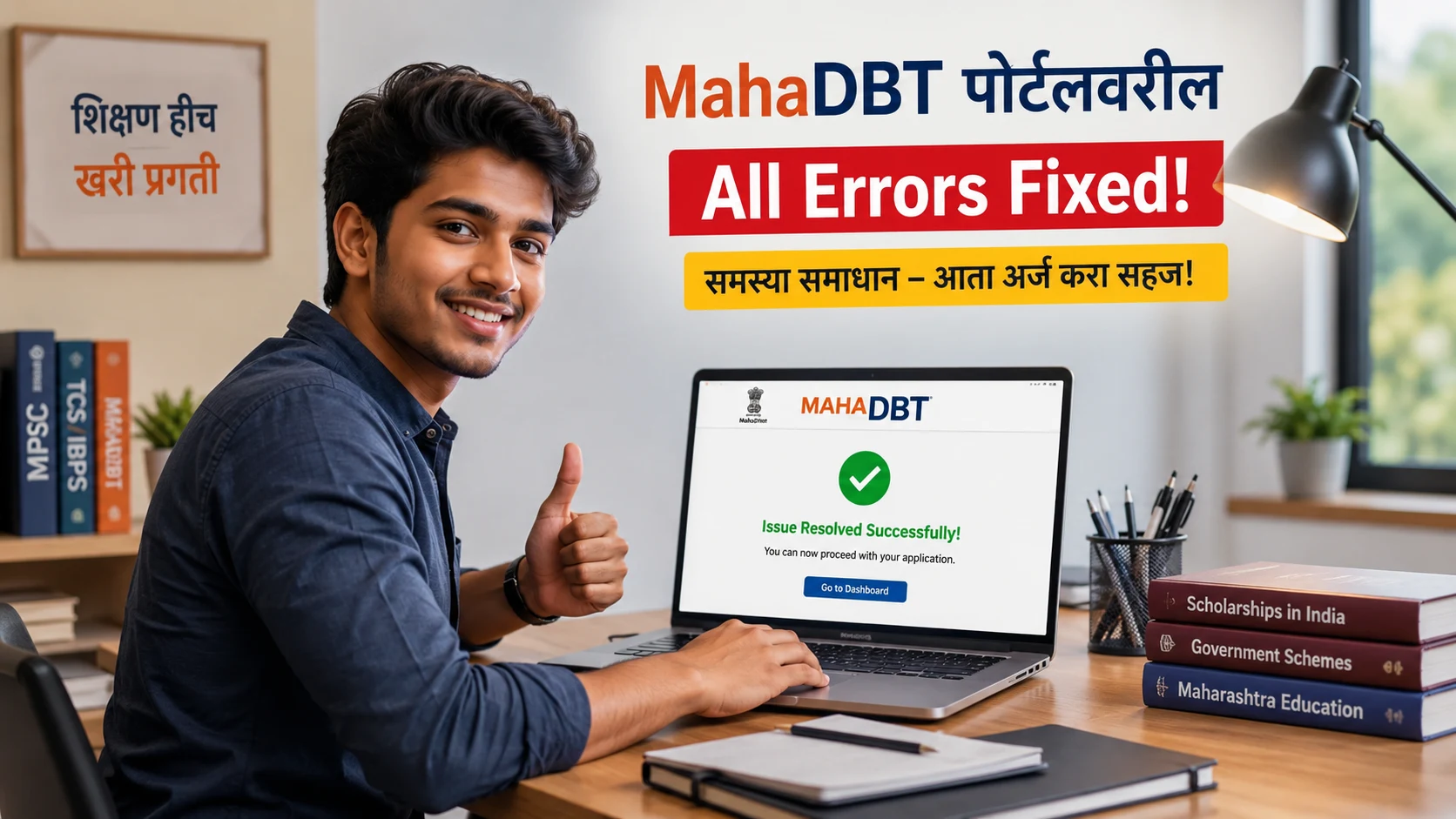 MahaDBT portal income certificate barcode scanning error solution guide in Marathi language.