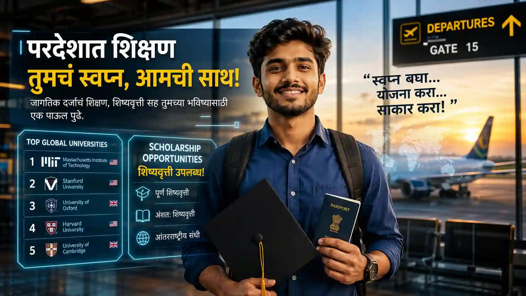 Maharaja Sayajirao Gaikwad Sarathi Scholarship for studying abroad criteria, benefits, and application process in Marathi.